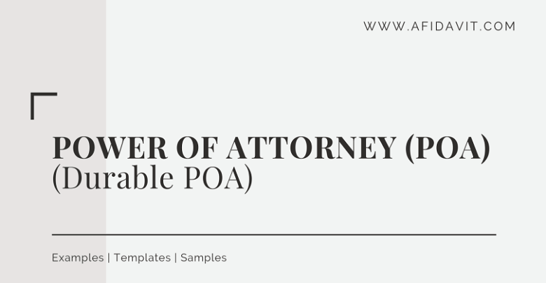 Durable Power of Attorney (POA)