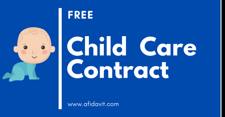 Child Care Contract Definition Child Care Contract Online Template, Sample, Format, Example